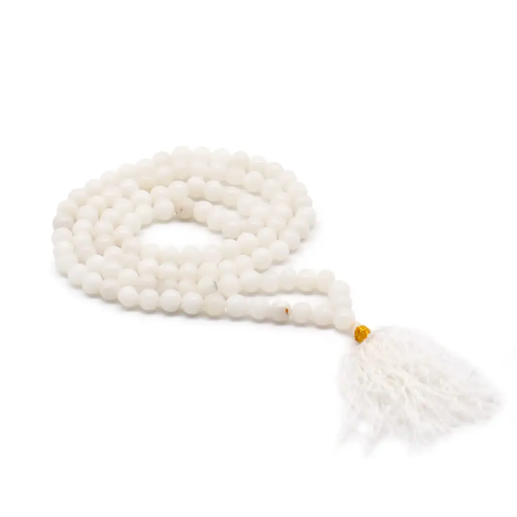 108 Bead Mala – White Quartz | www.artisangoods.co.uk 108 Bead Mala – White Quartz | www.artisangoods.co.uk
