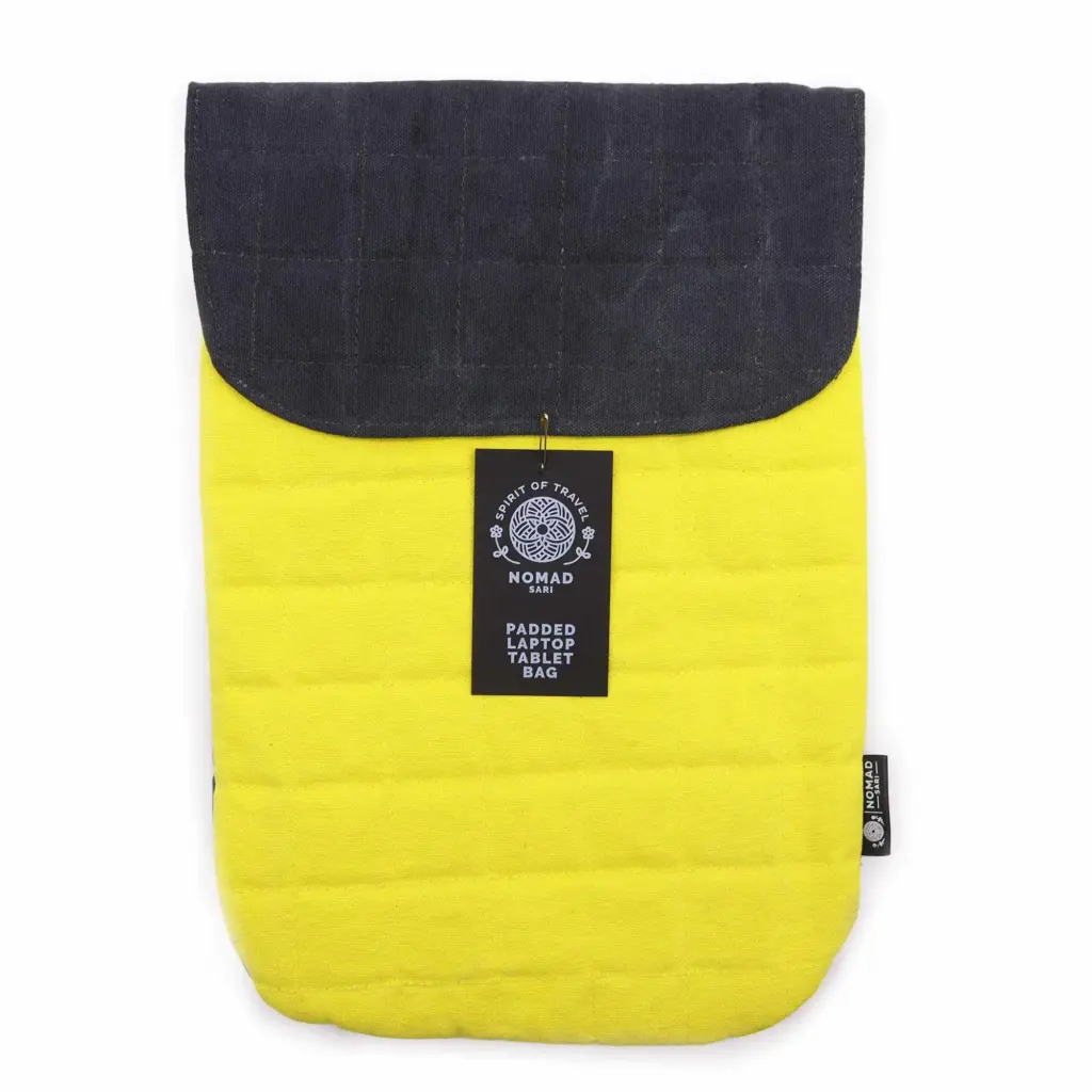13 inch Laptop Padded Pouch – Crazy Yellow – 14oz Stonewash | www.artisangoods.co.uk