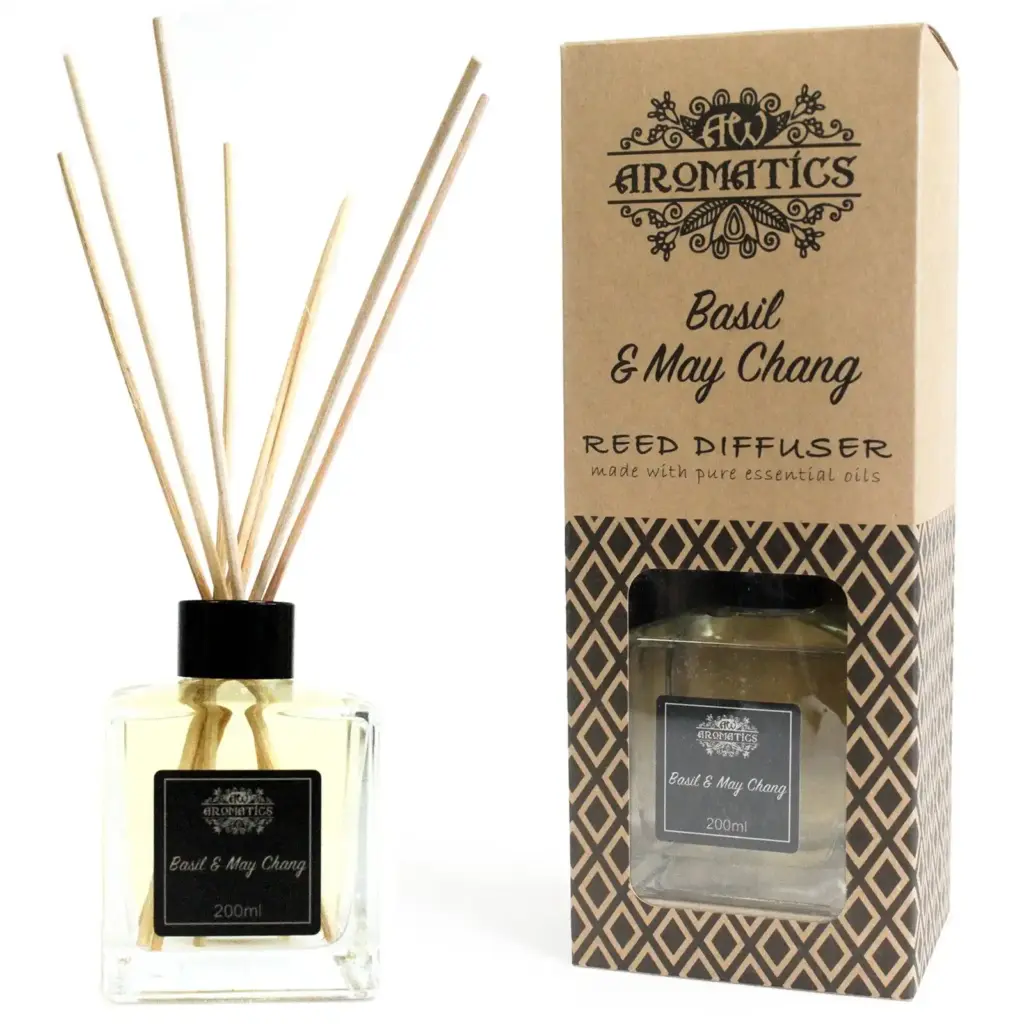 200ml Basil & Maychang Essential Oil Reed Diffuser | www.artisangoods.co.uk