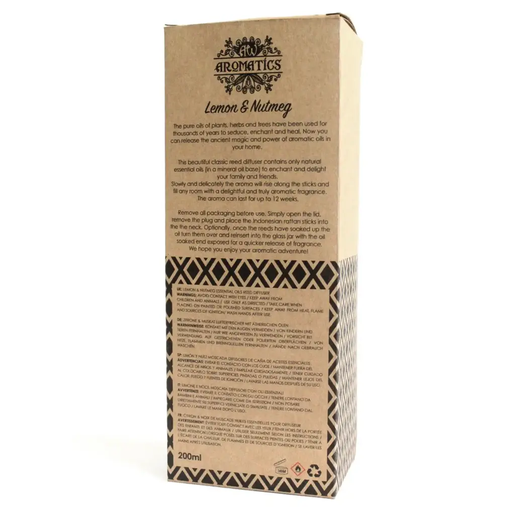 200ml Lemon & Nutmeg Essential Oil Reed Diffuser | www.artisangoods.co.uk 4