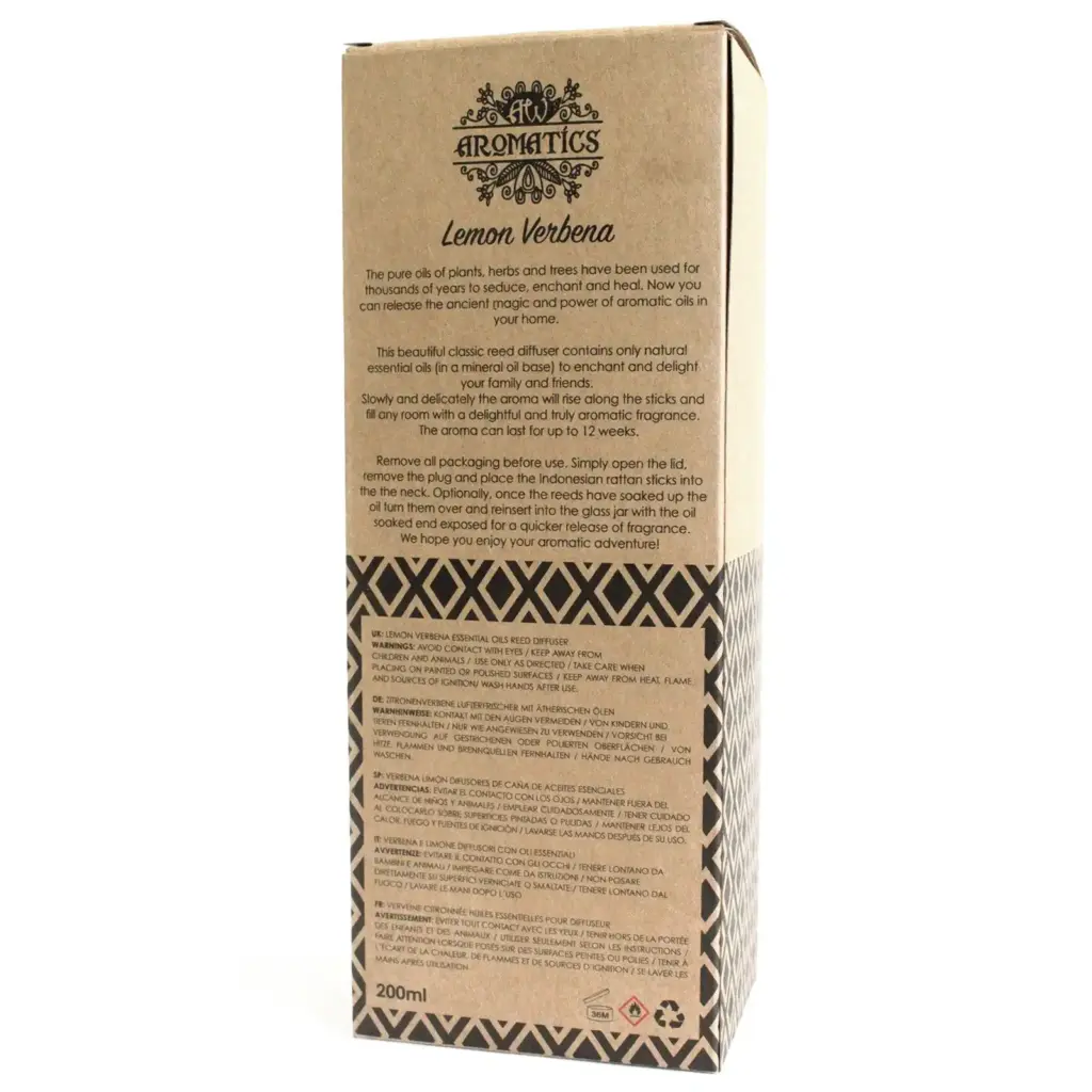 200ml Lemon Verbena Essential Oil Reed Diffuser | www.artisangoods.co.uk 3