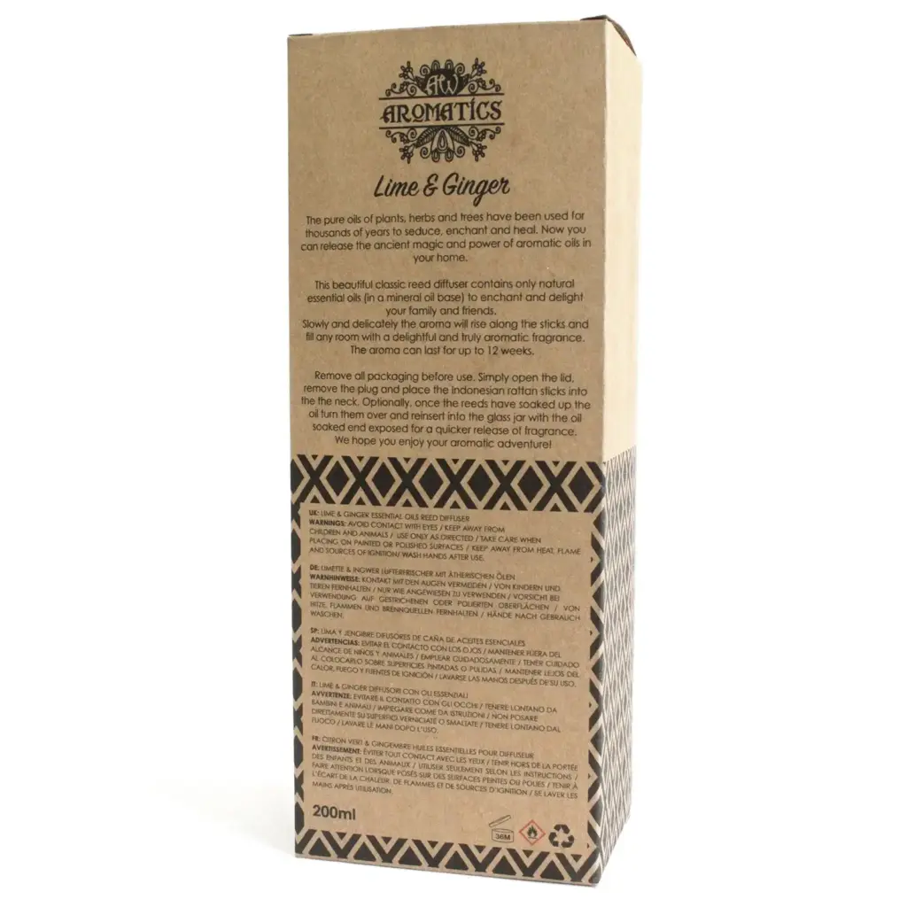 200ml Lime & Ginger Essential Oil Reed Diffuser | www.artisangoods.co.uk 4