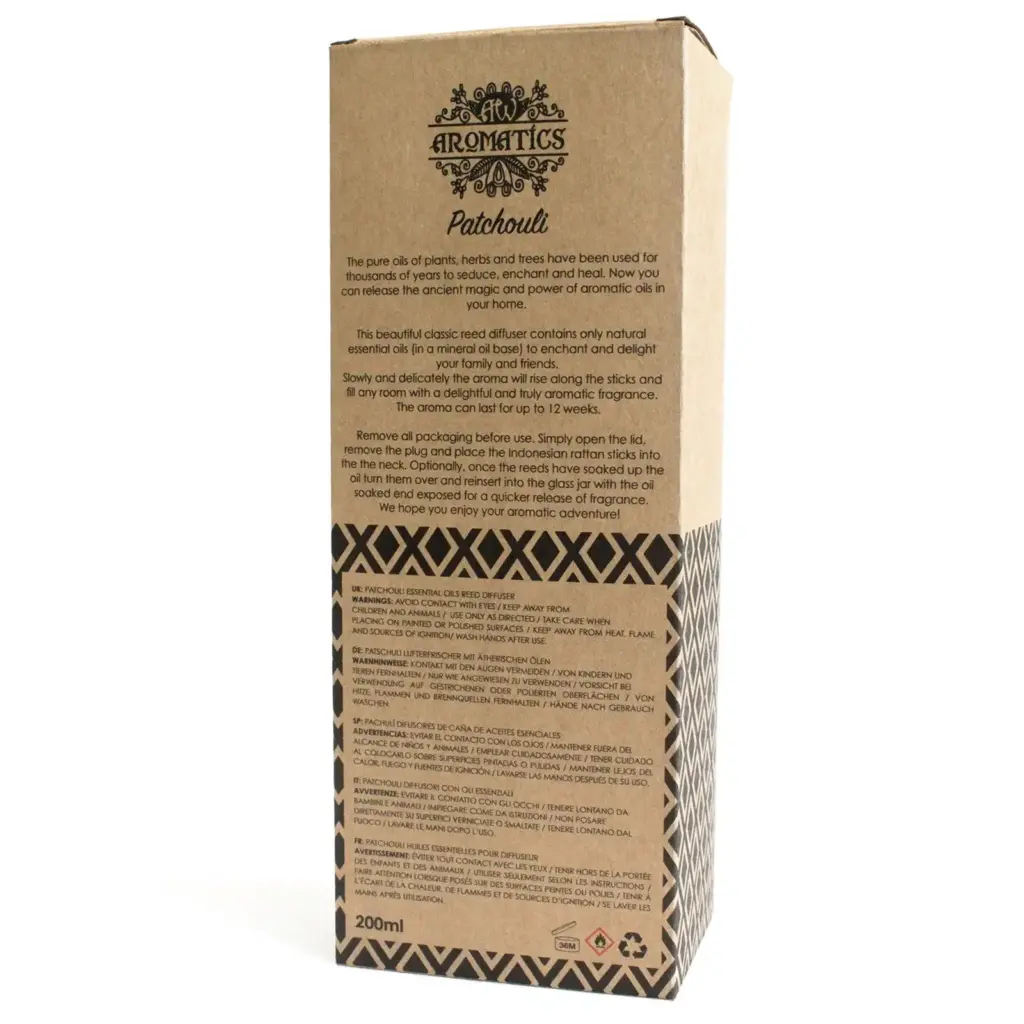 200ml Patchouli Essential Oil Reed Diffuser | www.artisangoods.co.uk 4