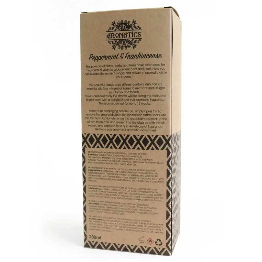 200ml Peppermint & Frankincense Essential Oil Reed Diffuser | www.artisangoods.co.uk 4