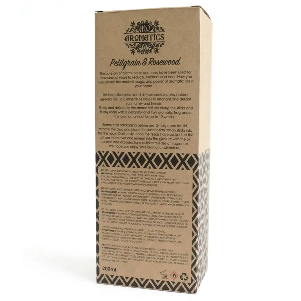200ml Petitgrain & Rosewood Essential Oil Reed Diffuser | www.artisangoods.co.uk 4