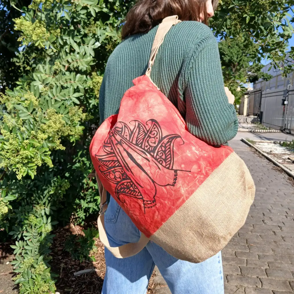 All Natural Backpack – Orange Stonewash – Namaste Hand | www.artisangoods.co.uk 3