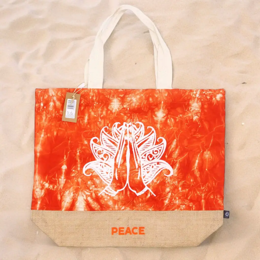 All Natural Bag – Orange Stonewash – Namaste Hand – Peace | www.artisangoods.co.uk 3