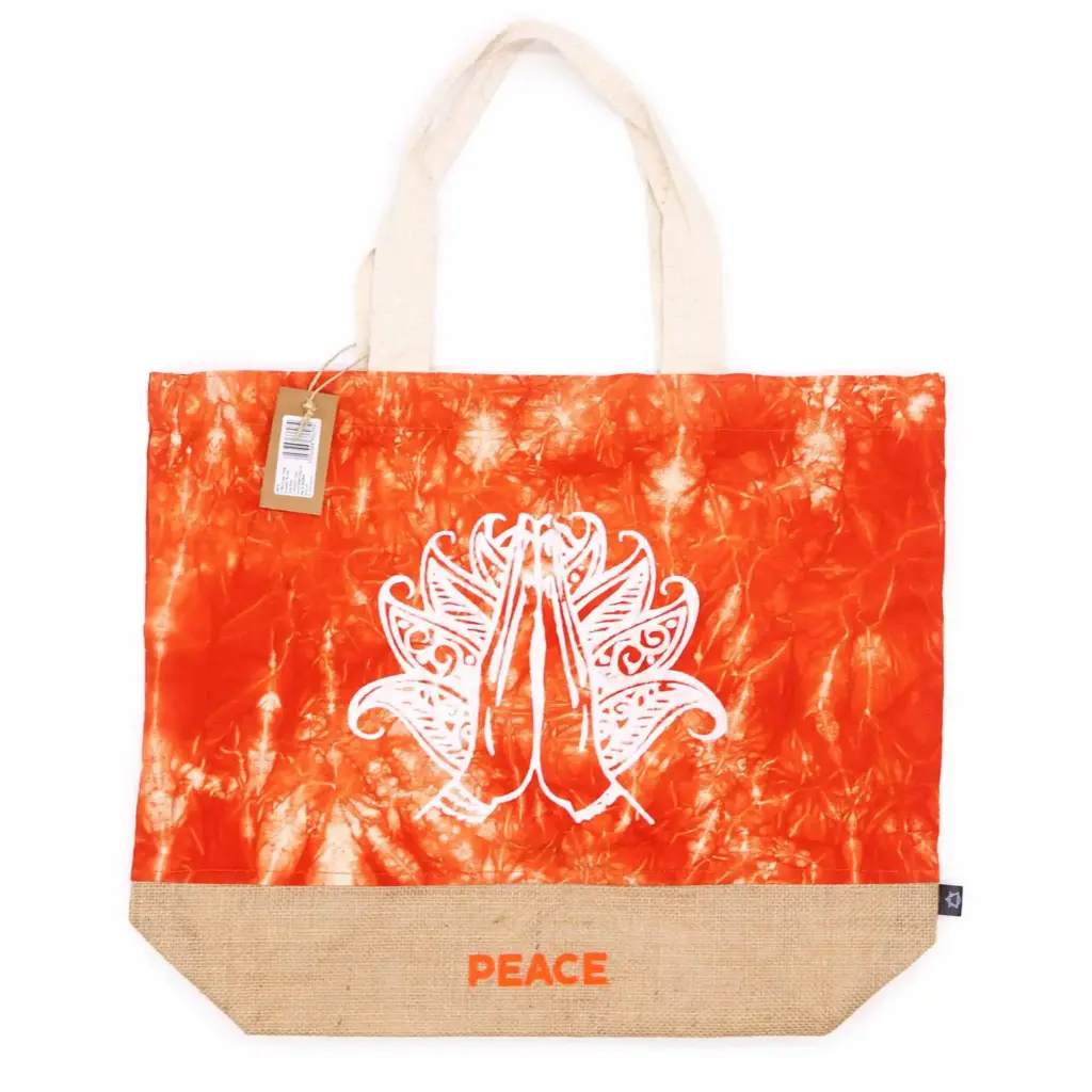 All Natural Bag – Orange Stonewash – Namaste Hand – Peace | www.artisangoods.co.uk All Natural Bag – Orange Stonewash – Namaste Hand – Peace | www.artisangoods.co.uk