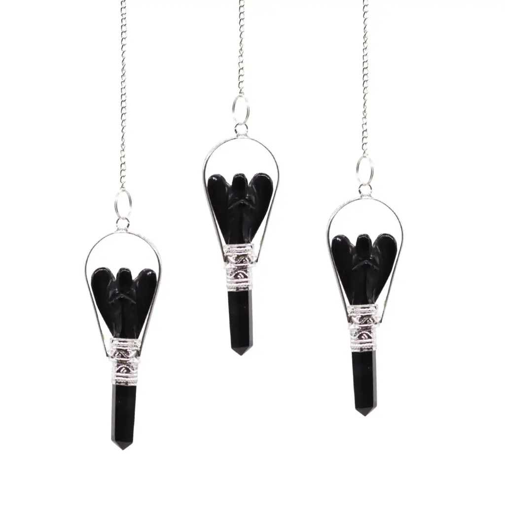 Angel Pendulum with Ring- Black Agate | www.artisangoods.co.uk