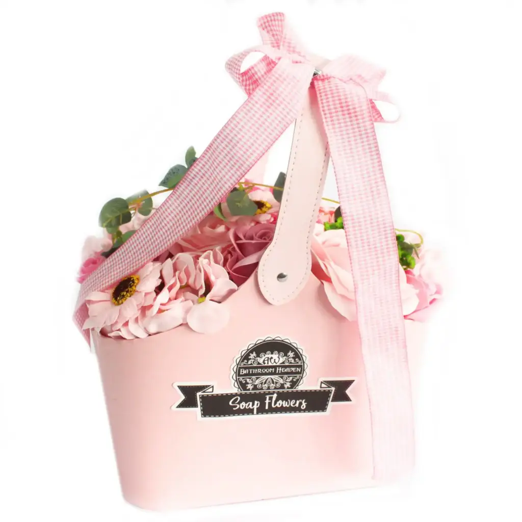 Basket Soap Flower Bouquet – Pink | www.artisangoods.co.uk