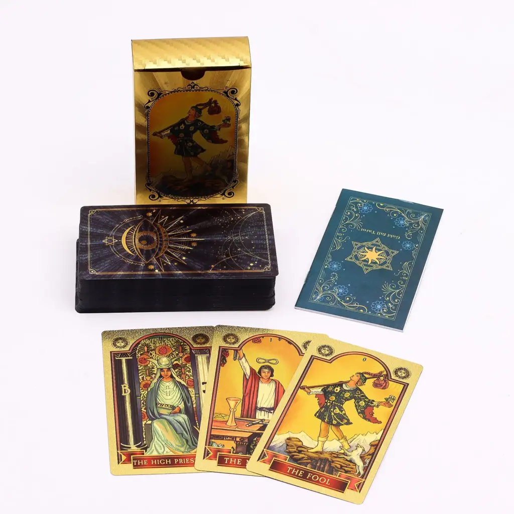 Blue & Gold Foil Tarot Card Set – All Seeing Eye – with booklet | www.artisangoods.co.uk