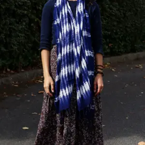 Boho Java Art Stole/Scarf – Indigo Stripes – 62x200cm | www.artisangoods.co.uk 3
