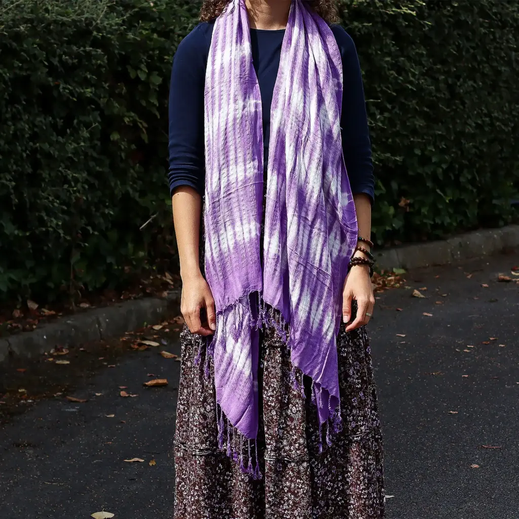 Boho Java Art Stole/Scarf – Lavender Stripes & Motiff – 62x200cm | www.artisangoods.co.uk 4 Boho Java Art Stole/Scarf – Lavender Stripes & Motiff – 62x200cm | www.artisangoods.co.uk 4