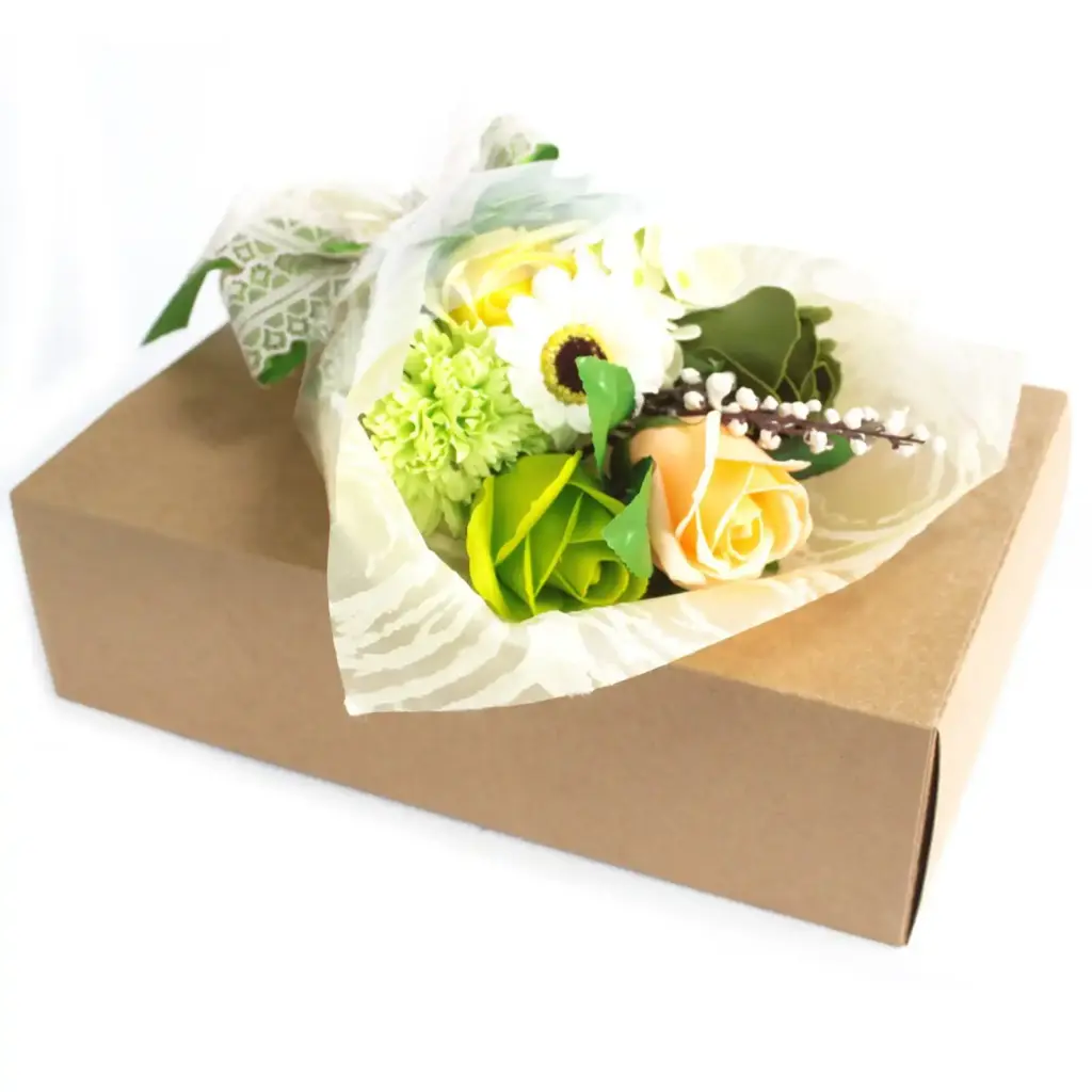 Boxed Hand Soap Flower Bouquet – Greens | www.artisangoods.co.uk 2