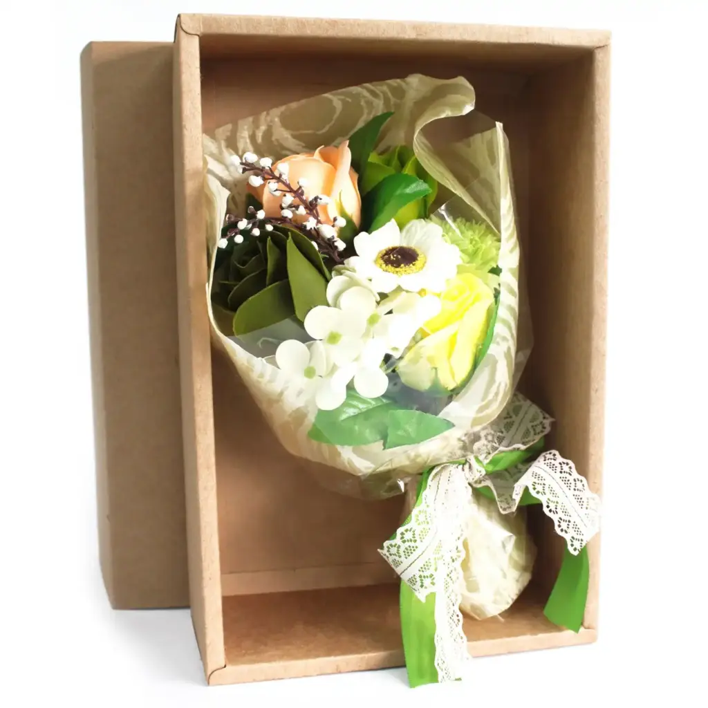 Boxed Hand Soap Flower Bouquet – Greens | www.artisangoods.co.uk
