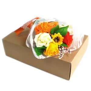 Boxed Hand Soap Flower Bouquet – Orange | www.artisangoods.co.uk 2