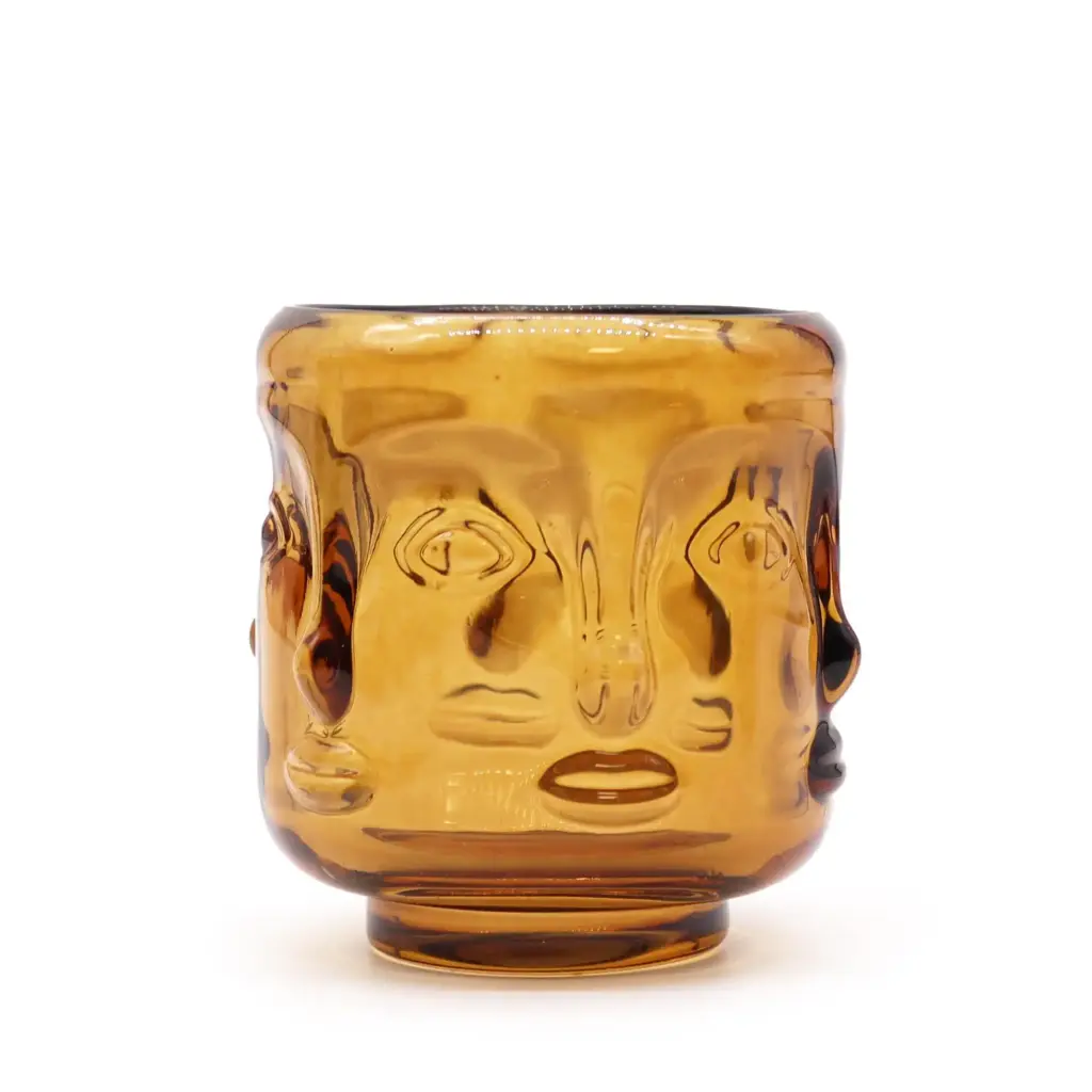 Buddha Faces Candle Jar – Antique Amber | www.artisangoods.co.uk