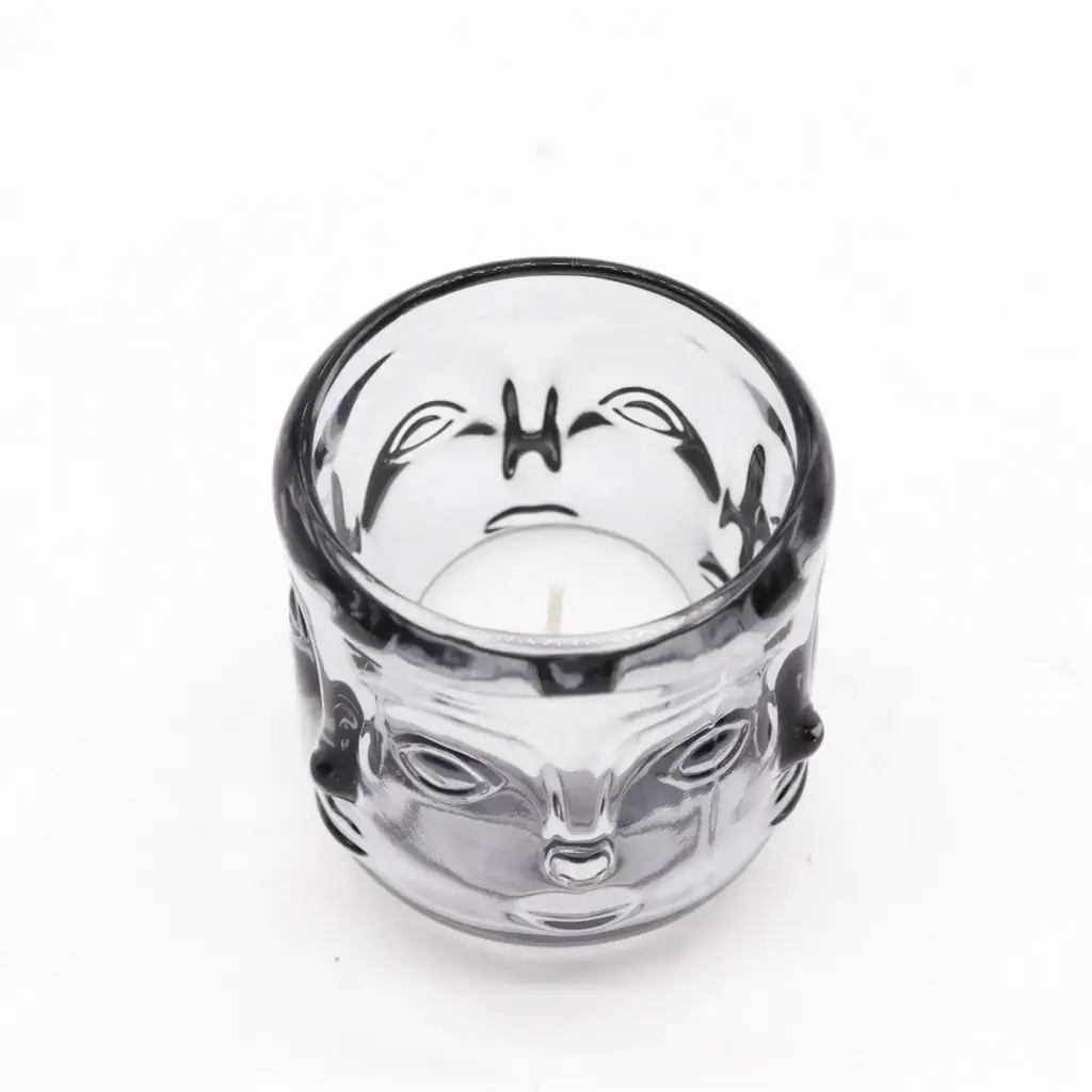 Buddha Faces Candle Jar – Midnight Grey | www.artisangoods.co.uk 2