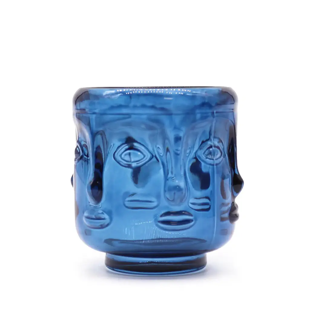 Buddha Faces Candle Jar – Royal Blue | www.artisangoods.co.uk