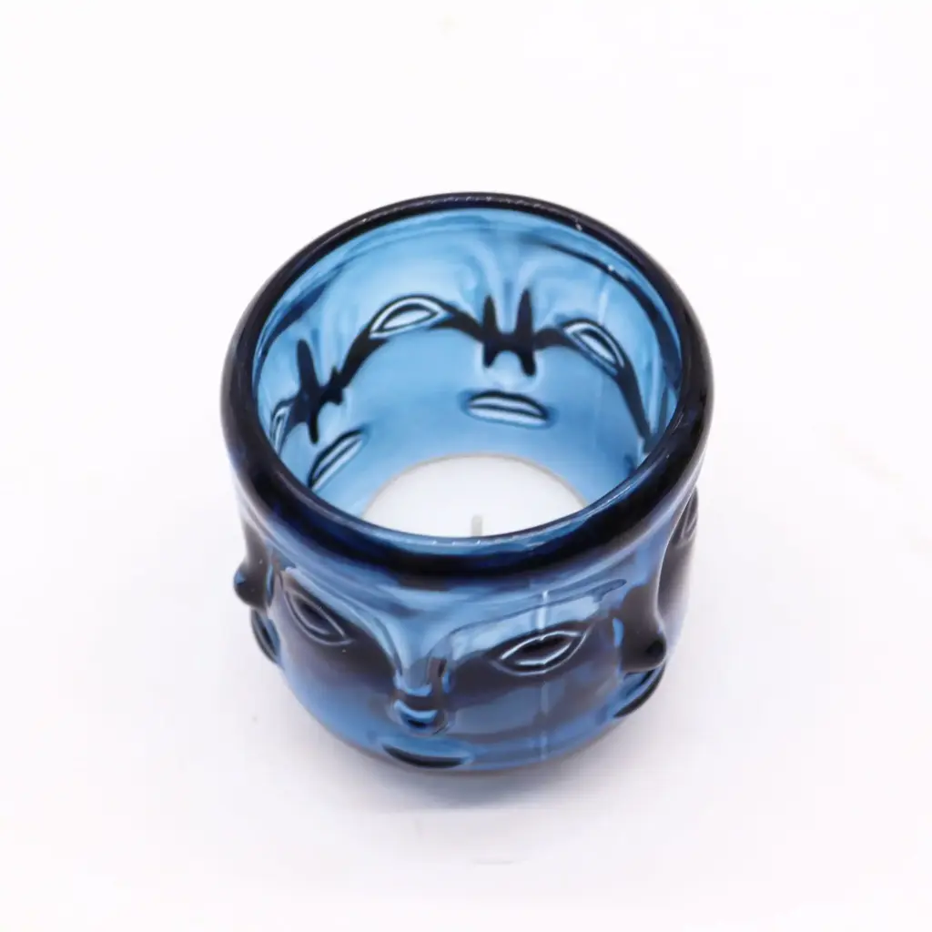 Buddha Faces Candle Jar – Royal Blue | www.artisangoods.co.uk 2