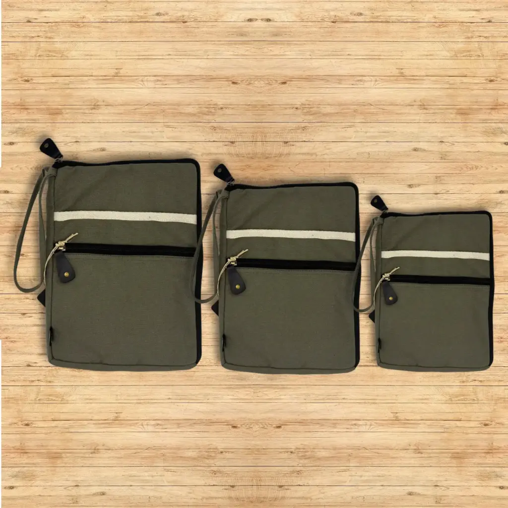 Canvas Tablet Pouch – Olive | www.artisangoods.co.uk 2