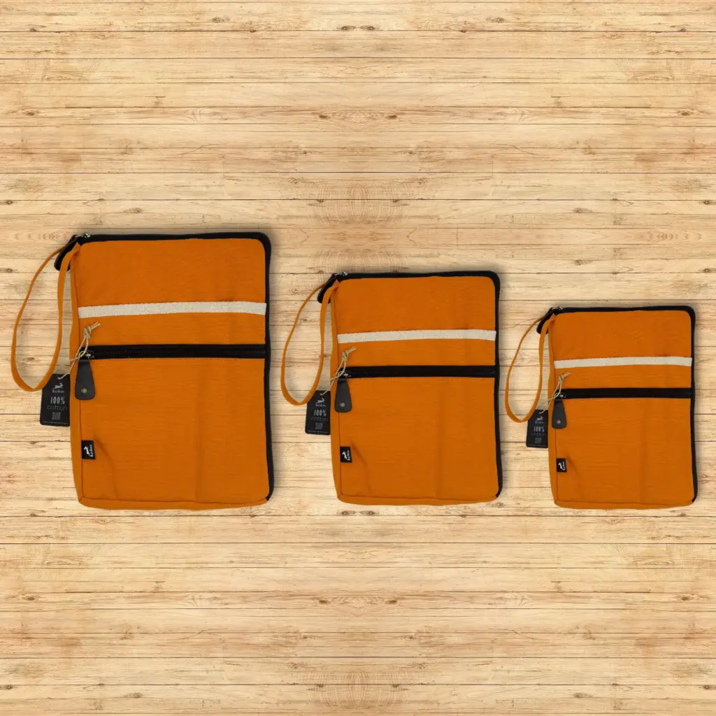 Canvas Travel Laptop Pouch – Orange | www.artisangoods.co.uk 3