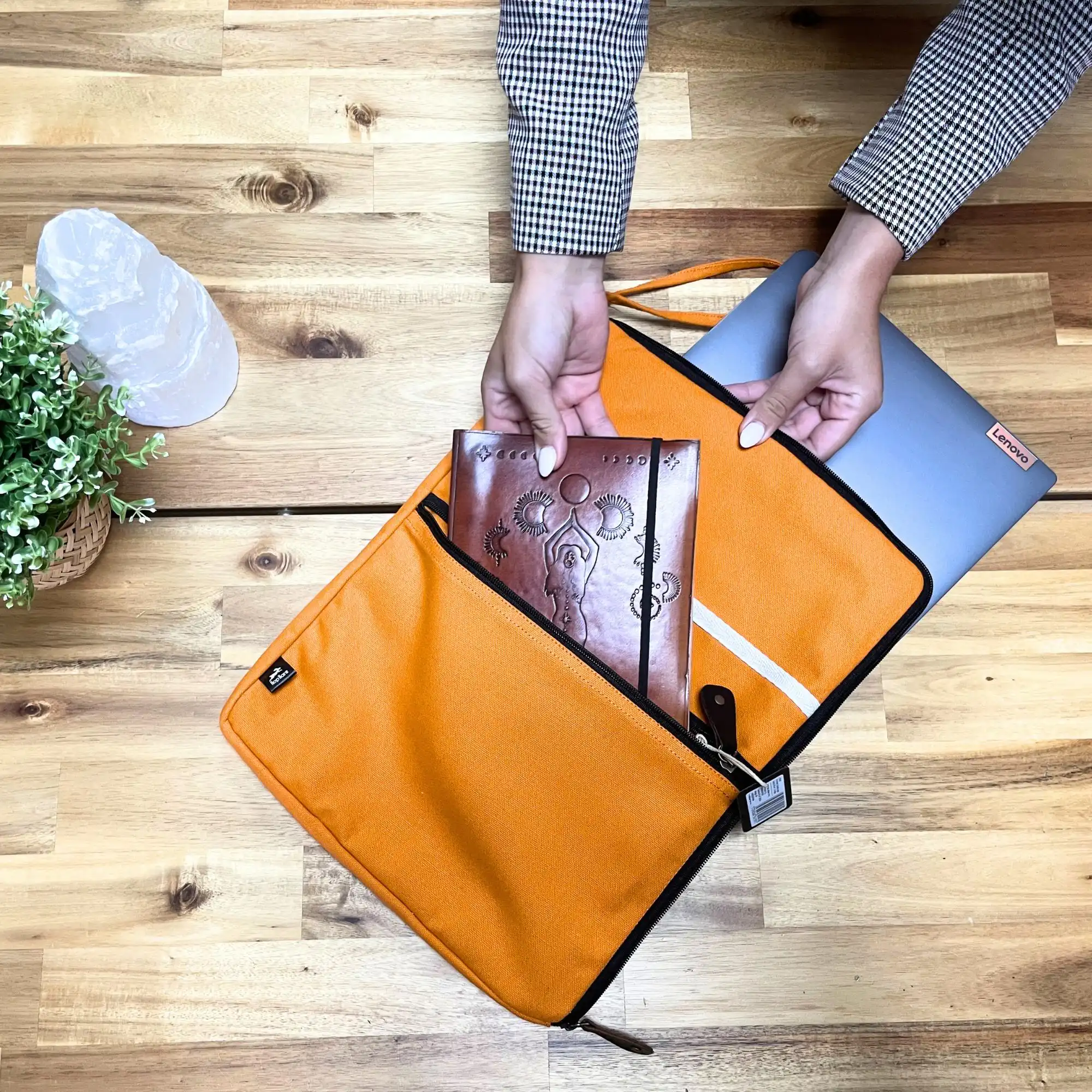 Canvas Travel Laptop Pouch – Orange | www.artisangoods.co.uk 2