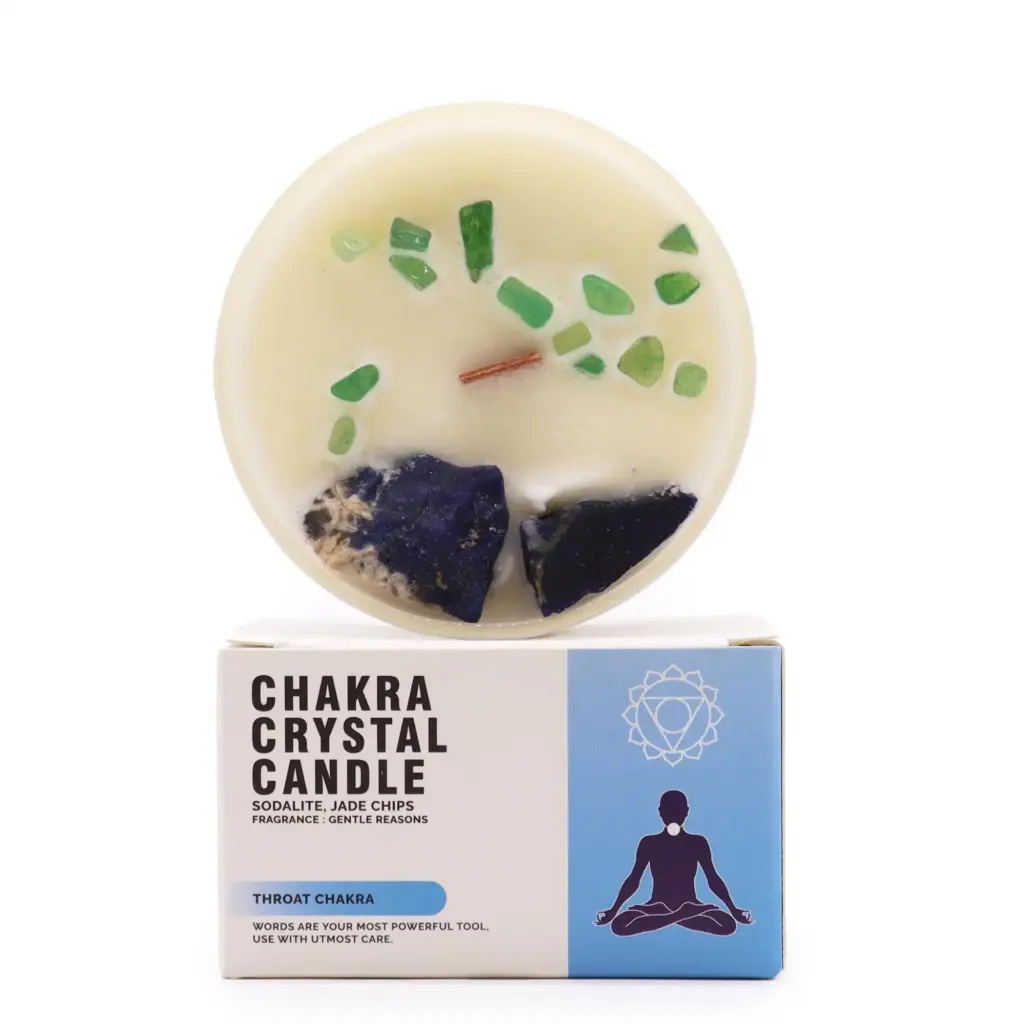Chakra Crystal Candles – Throat Chakra | www.artisangoods.co.uk