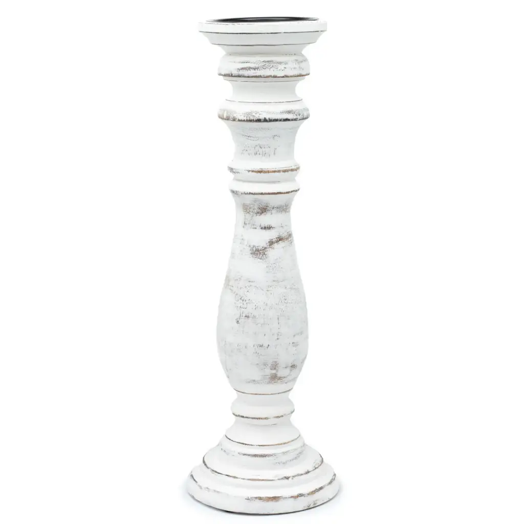 Classic Candle Stand – Whitewash – Large | www.artisangoods.co.uk