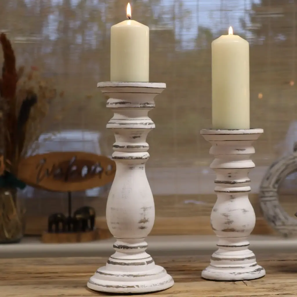 Classic Candle Stand – Whitewash – Medium | www.artisangoods.co.uk 5