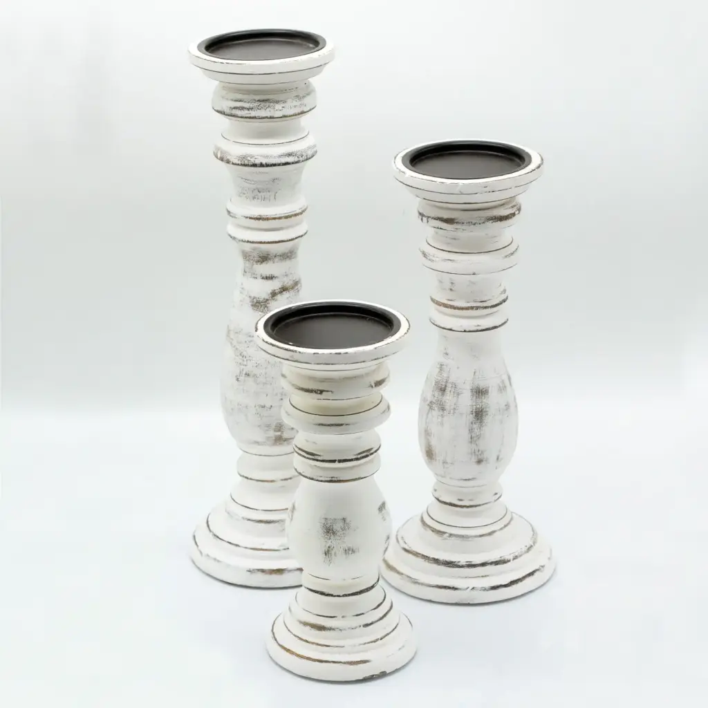 Classic Candle Stand – Whitewash – Medium | www.artisangoods.co.uk 2