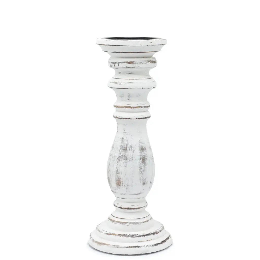 Classic Candle Stand – Whitewash – Medium | www.artisangoods.co.uk
