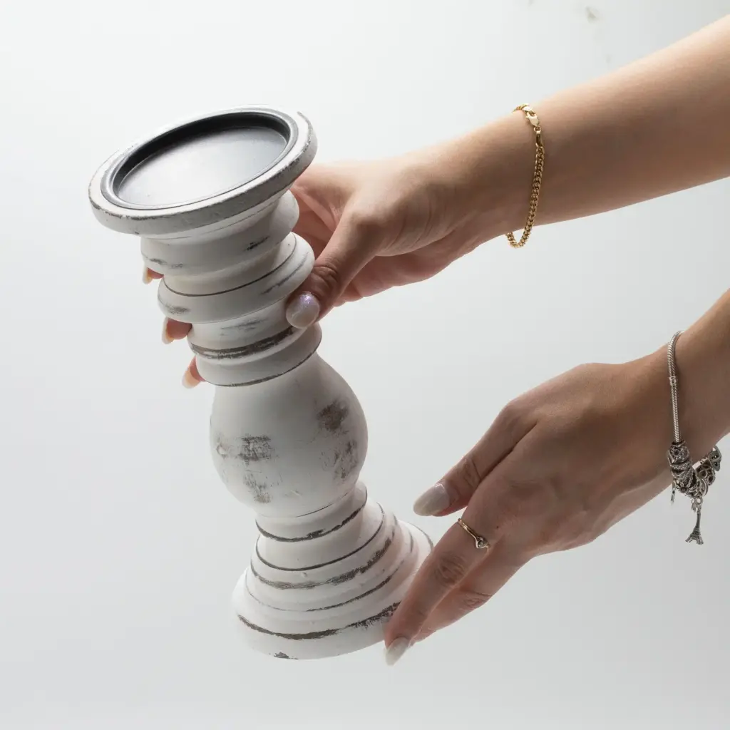 Classic Candle Stand – Whitewash – Small | www.artisangoods.co.uk 3