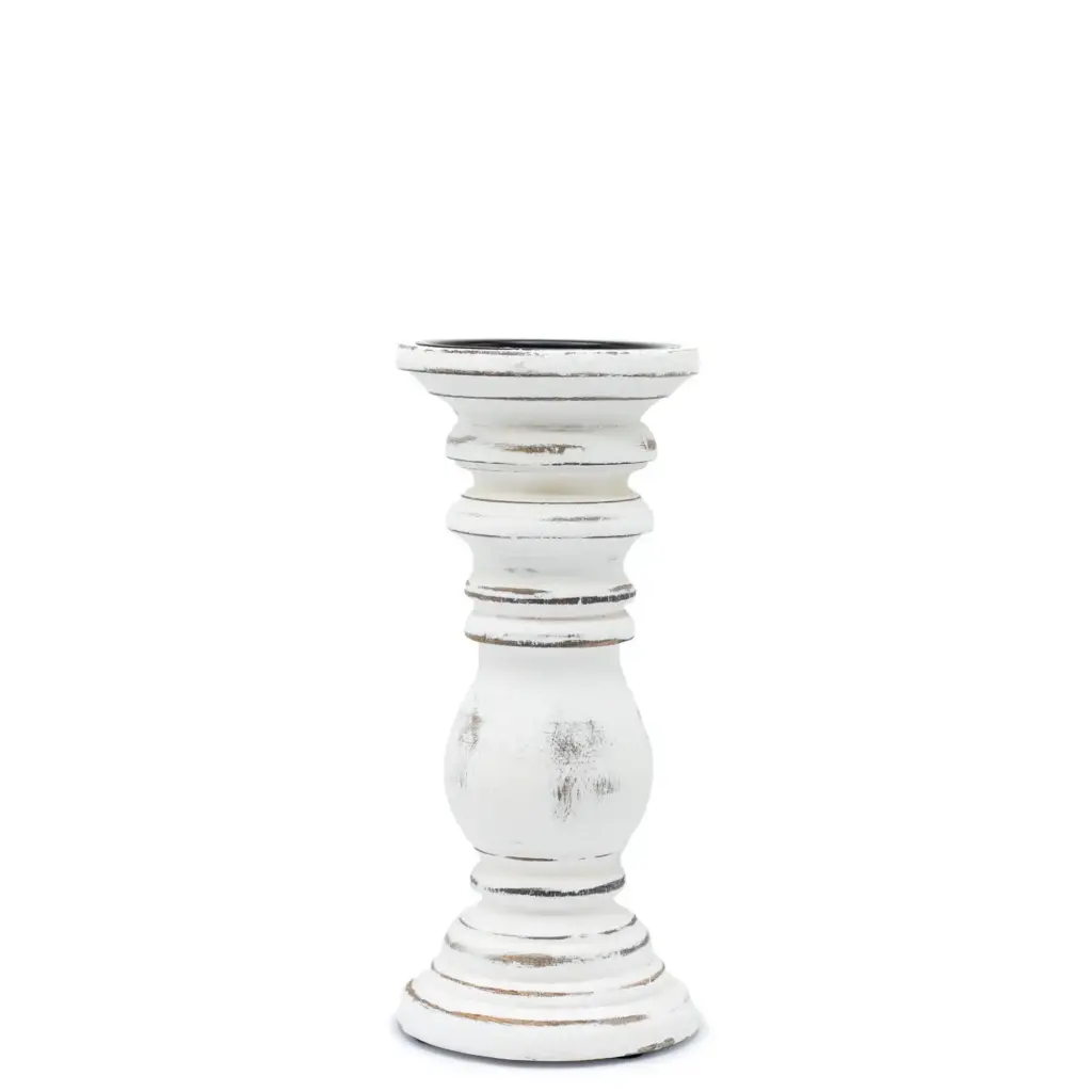 Classic Candle Stand – Whitewash – Small | www.artisangoods.co.uk