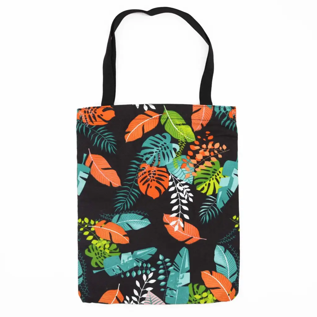 Classic Tote Zipper Bag (Dark Tropical Motiff) 40x34cm | www.artisangoods.co.uk