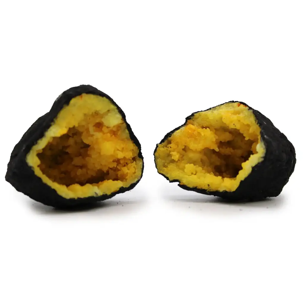 Coloured Calsite Geodes – Black Rock – Yellow | www.artisangoods.co.uk
