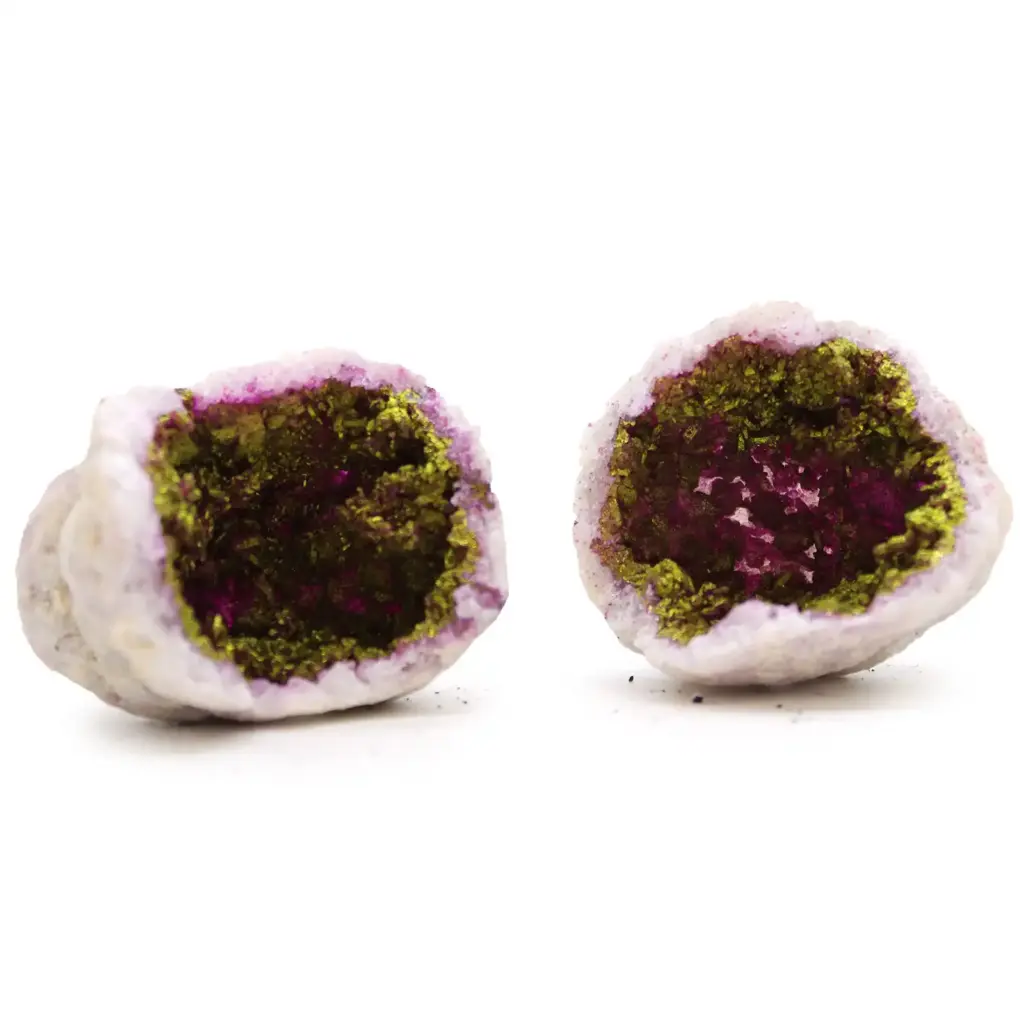 Coloured Calsite Geodes – Natural Rock – Pink & Gold | www.artisangoods.co.uk