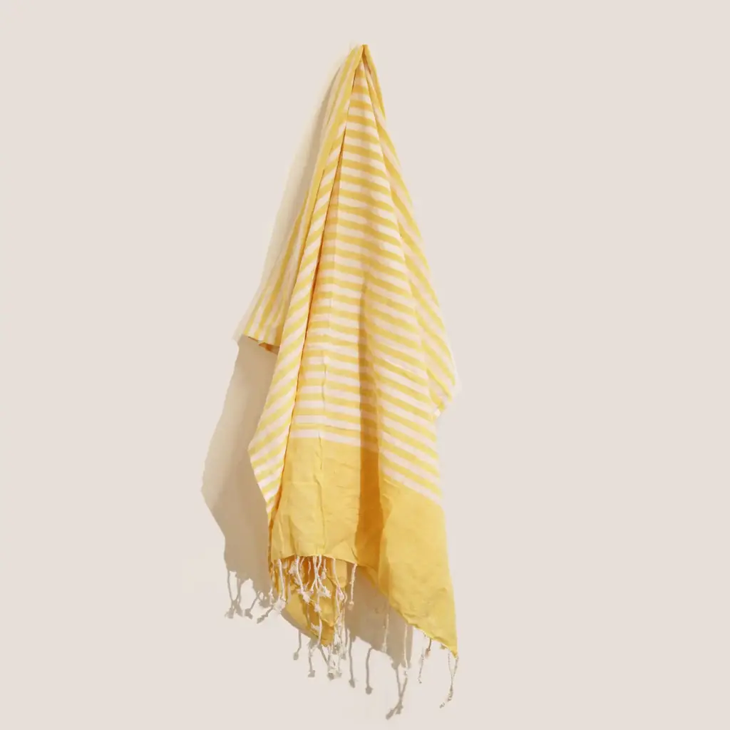 Cotton Pario Throw – 100×180 cm – Sunny Yellow | www.artisangoods.co.uk