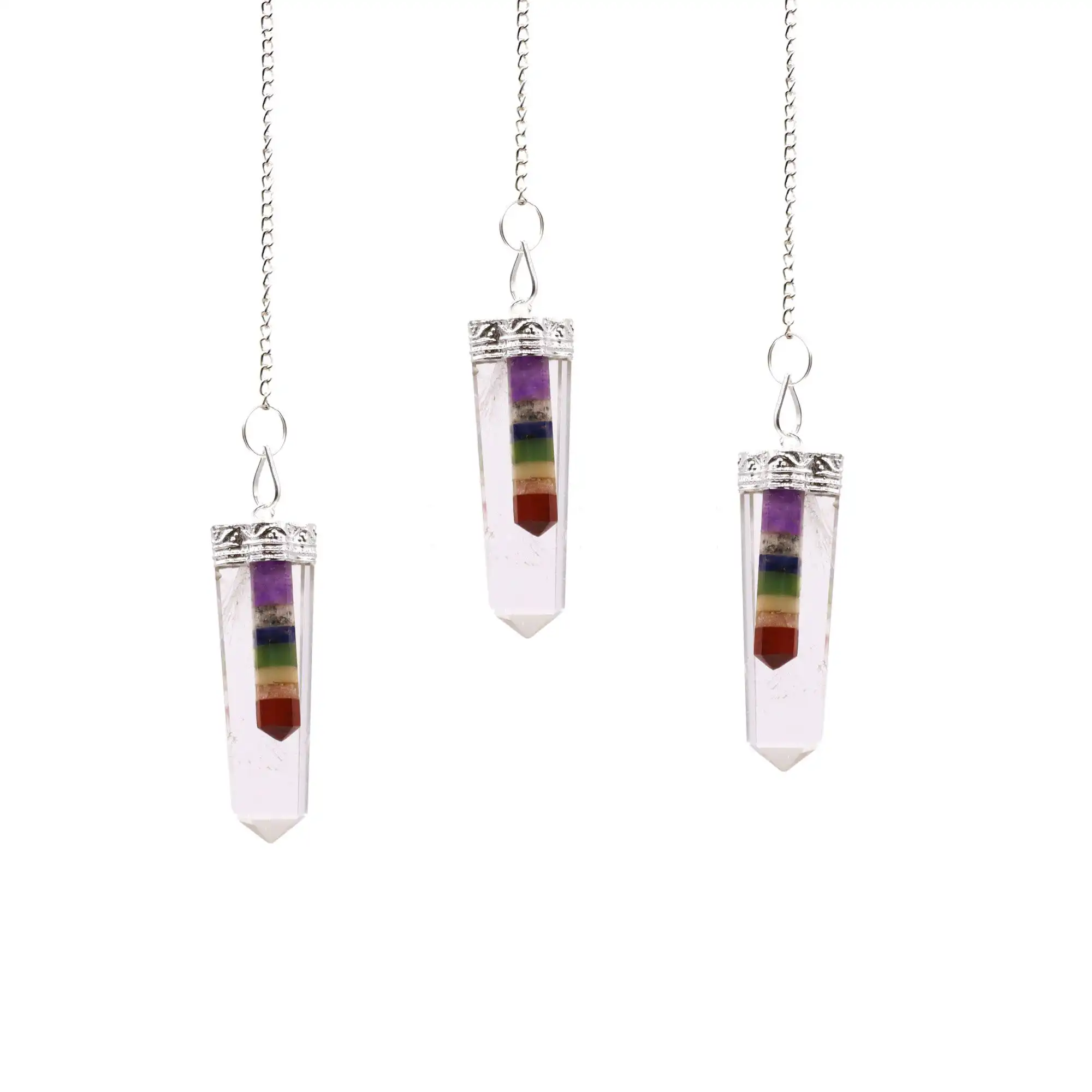Crystal – 7 Chakra Bounded Thin Point Flat Pendant | www.artisangoods.co.uk 2 Crystal – 7 Chakra Bounded Thin Point Flat Pendant | www.artisangoods.co.uk 1