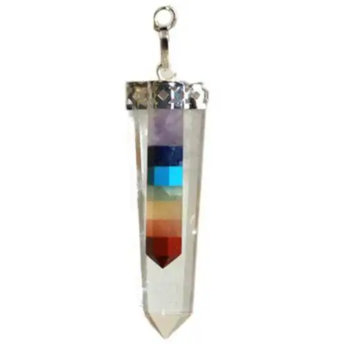 Crystal – 7 Chakra Bounded Thin Point Flat Pendant | www.artisangoods.co.uk 3 Crystal – 7 Chakra Bounded Thin Point Flat Pendant | www.artisangoods.co.uk 2