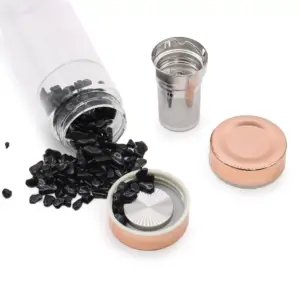 Crystal Glass Tea Infuser Bottle – Rose Gold – Onyx | www.artisangoods.co.uk 5