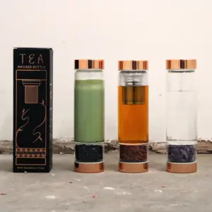 Crystal Glass Tea Infuser Bottle – Rose Gold – Onyx | www.artisangoods.co.uk 3