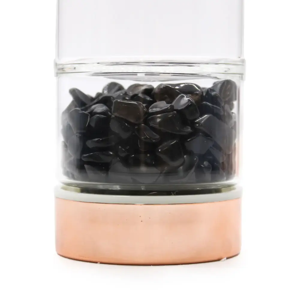 Crystal Glass Tea Infuser Bottle – Rose Gold – Onyx | www.artisangoods.co.uk 2