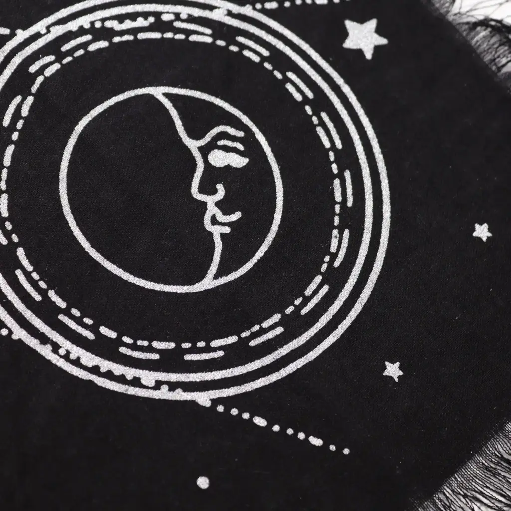 Esoteric Fringed Altar Cloth –  Moon & Sun Chart | www.artisangoods.co.uk