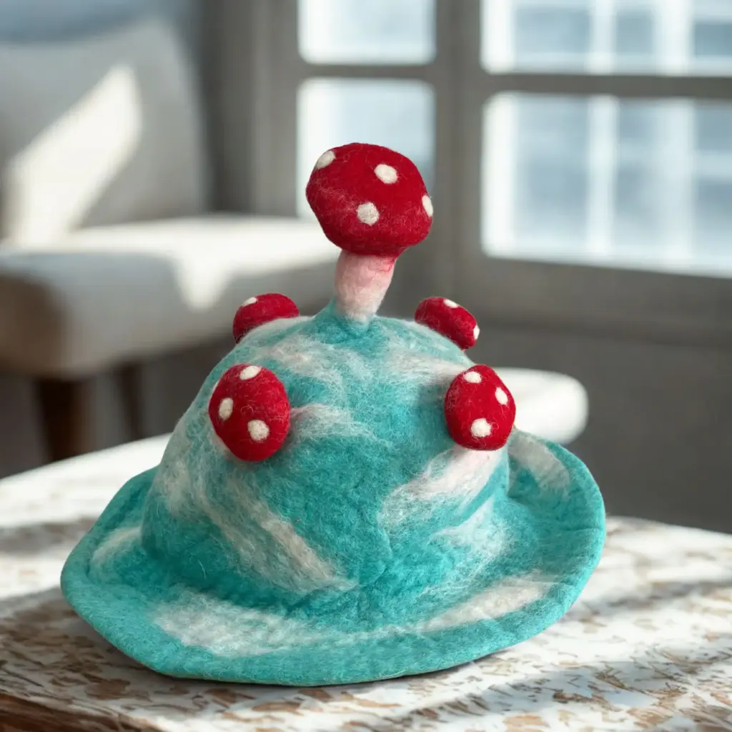 Felted Mushroom Hat – Lost in a Sky Blue | www.artisangoods.co.uk