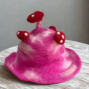 Felted Mushroom Hat – Shocking Pink | www.artisangoods.co.uk 3