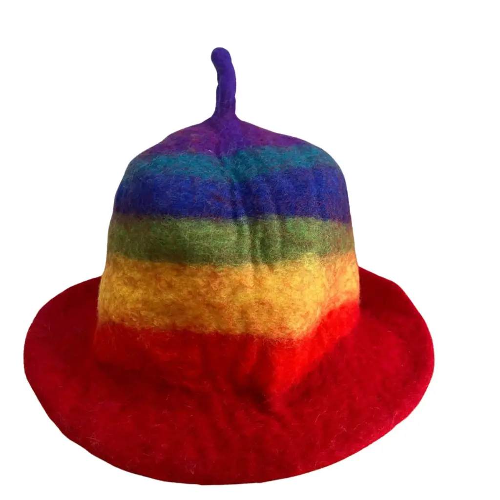Felted Sauna Bowl Hat – Rainbow | www.artisangoods.co.uk 2 Felted Sauna Bowl Hat – Rainbow | www.artisangoods.co.uk 2