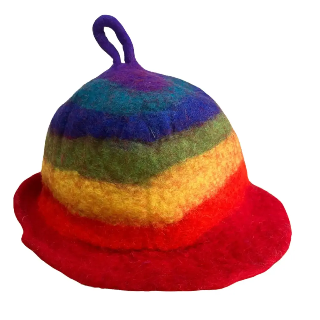 Felted Sauna Bowl Hat – Rainbow | www.artisangoods.co.uk 3 Felted Sauna Bowl Hat – Rainbow | www.artisangoods.co.uk 3