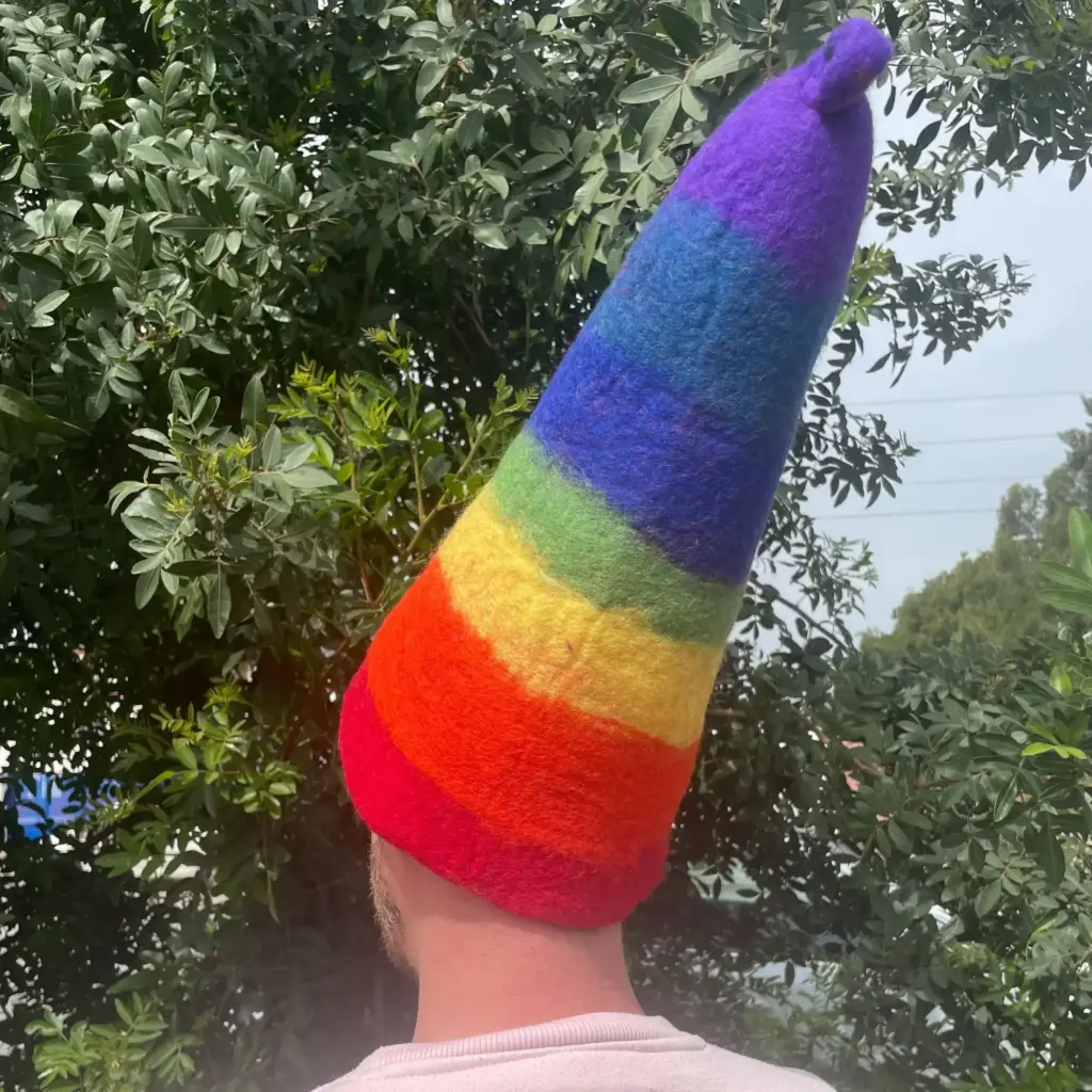 Felted Sauna Wizard Hat – Rainbow | www.artisangoods.co.uk 2