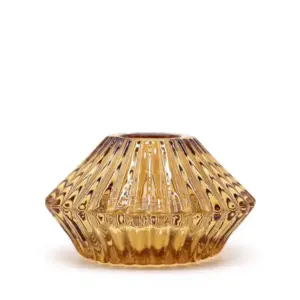 Flower Flip Dinner Candle / Tealight Holder – Antique Amber | www.artisangoods.co.uk 4